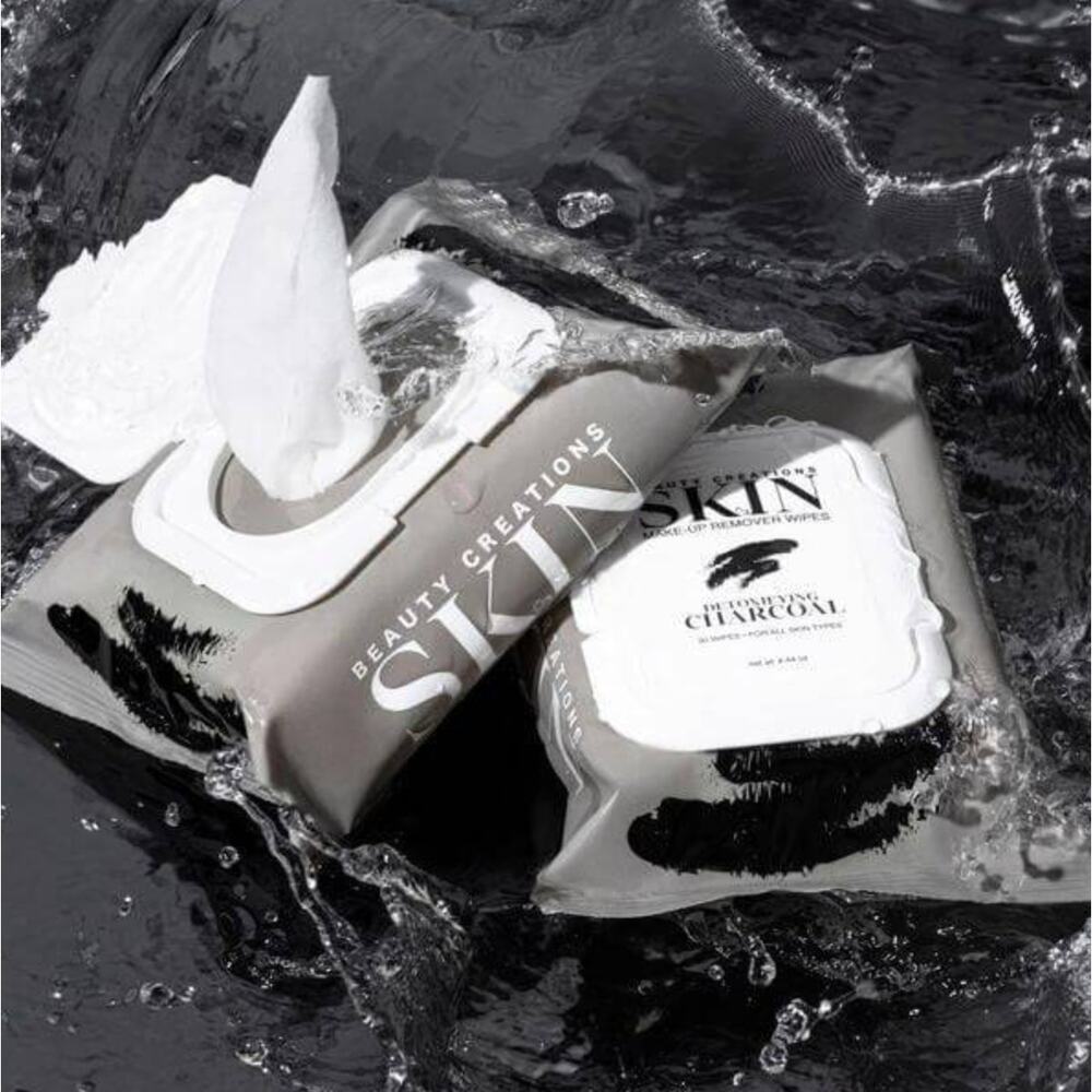 Beauty Creations SKIN Detoxifying Charcoal Makeup Remover Wipes NEW